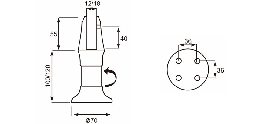 ɵ Adjustable Support Leg
